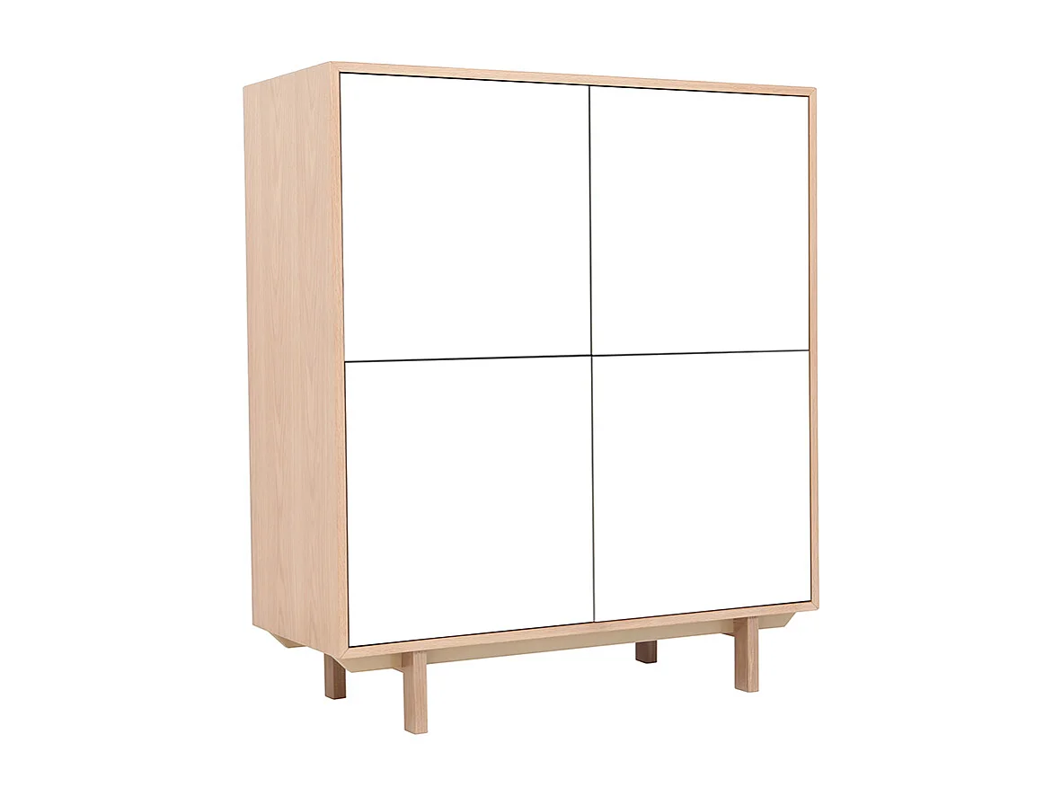 Mobiletto buffet scandinavo alto in legno Bianco 125 cm SID
