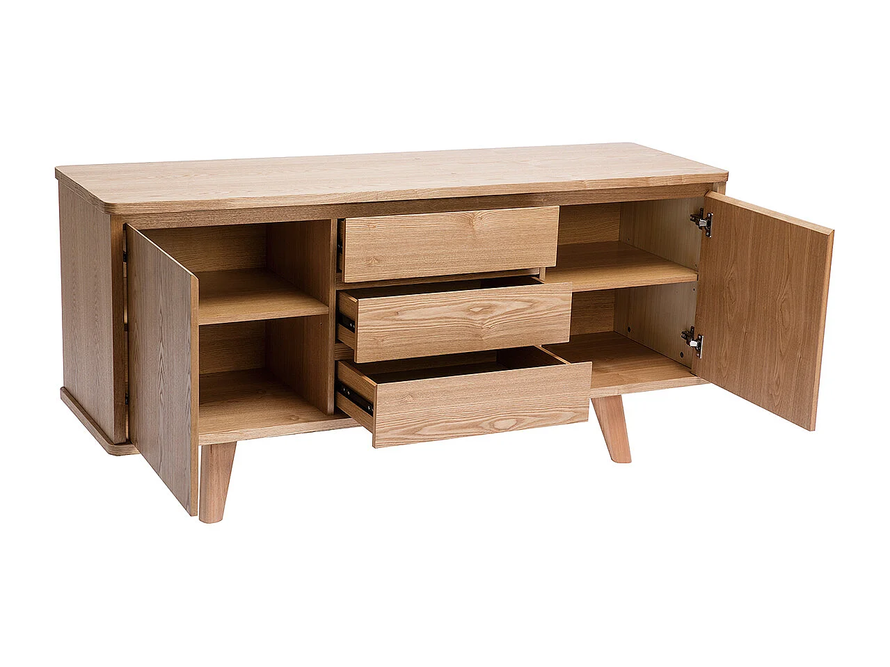 Aparador nórdico de fresno con puertas y cajones 160 cm FIFTIES