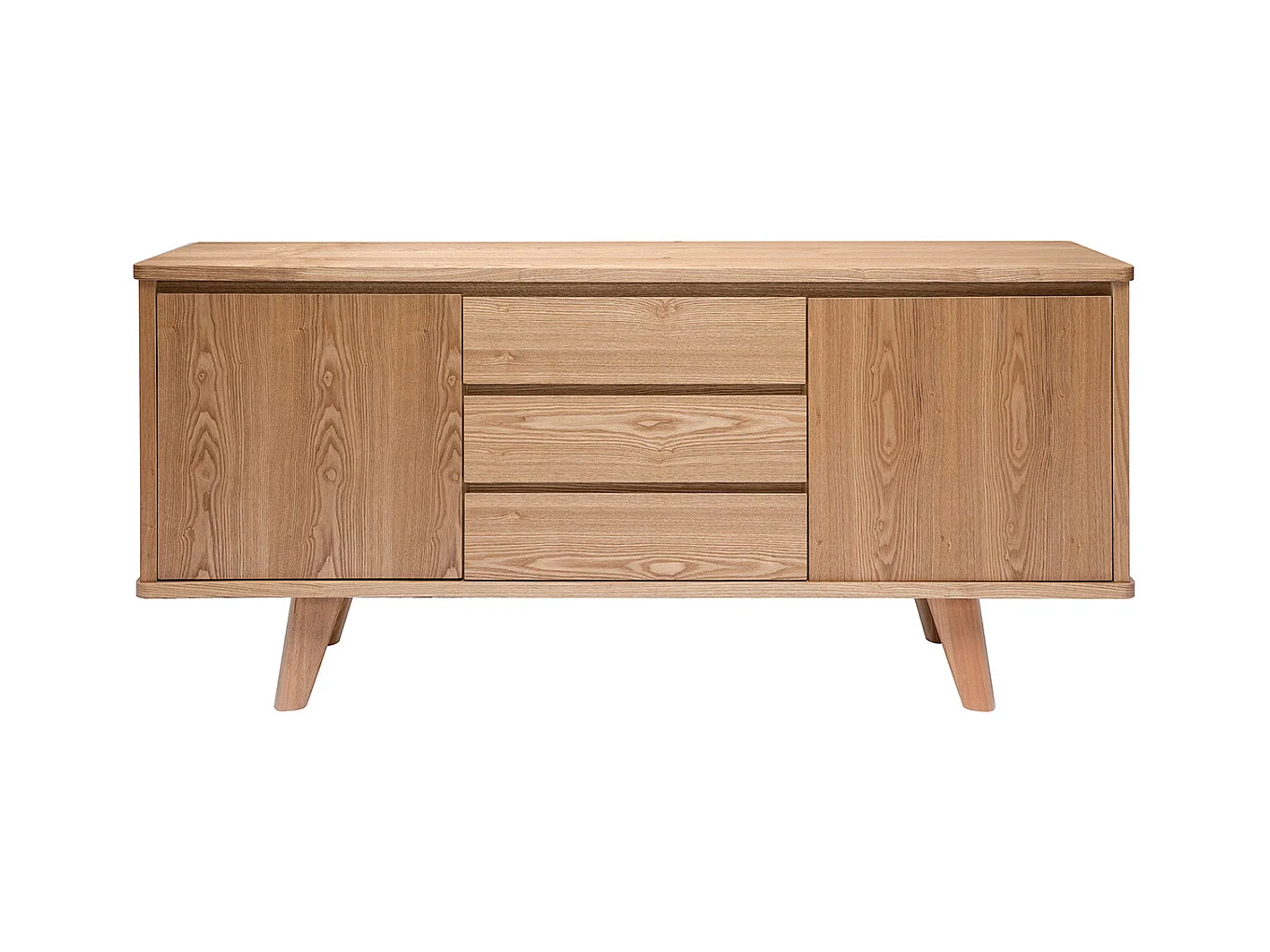 Buffet scandinave en bois clair 2 portes 3 tiroirs L160 cm FIFTIES