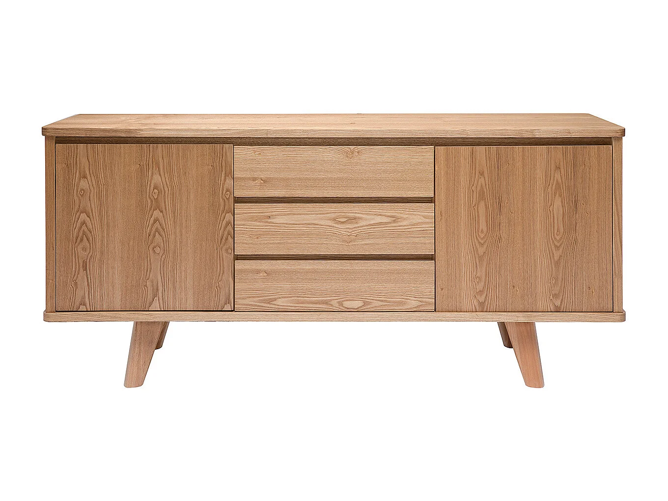 Buffet scandinave en bois clair 2 portes 3 tiroirs L160 cm FIFTIES