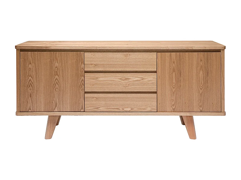 Buffet scandinave en bois clair 2 portes 3 tiroirs L160 cm FIFTIES