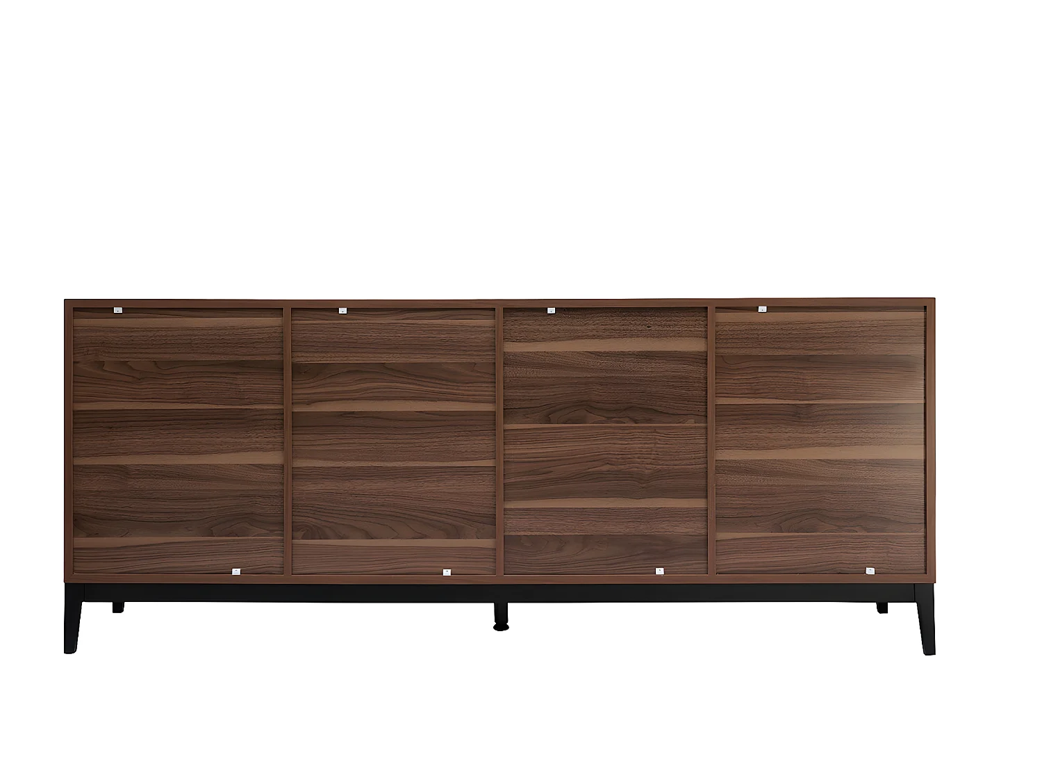 Credenza vintage finitura legno scuro noce e metallo nero con scomparti L180 cm SARTO