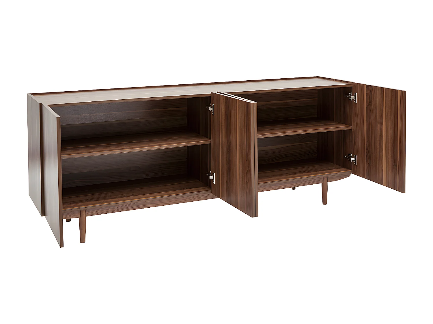 Buffet vintage finition bois foncé noyer 4 portes L180 cm SANAA