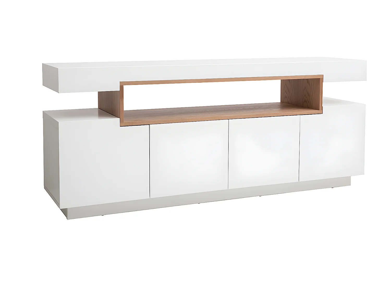 Aparador blanco mate y nicho en madera LIVO