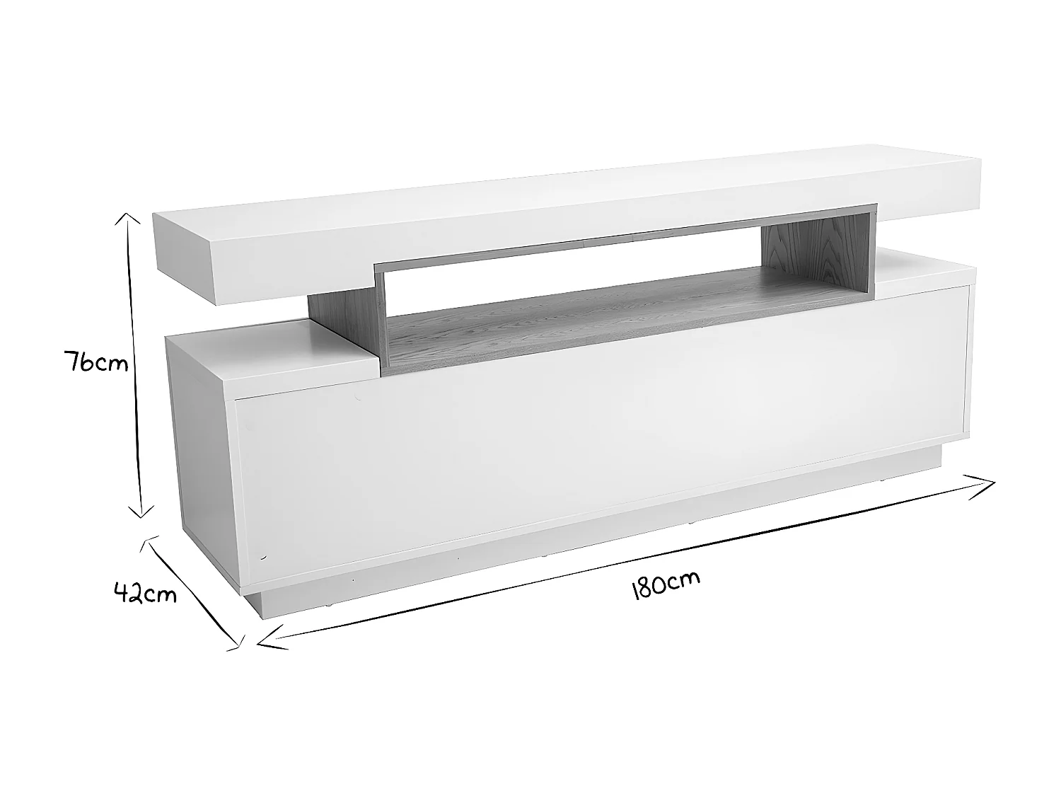 Aparador blanco mate y nicho en madera LIVO