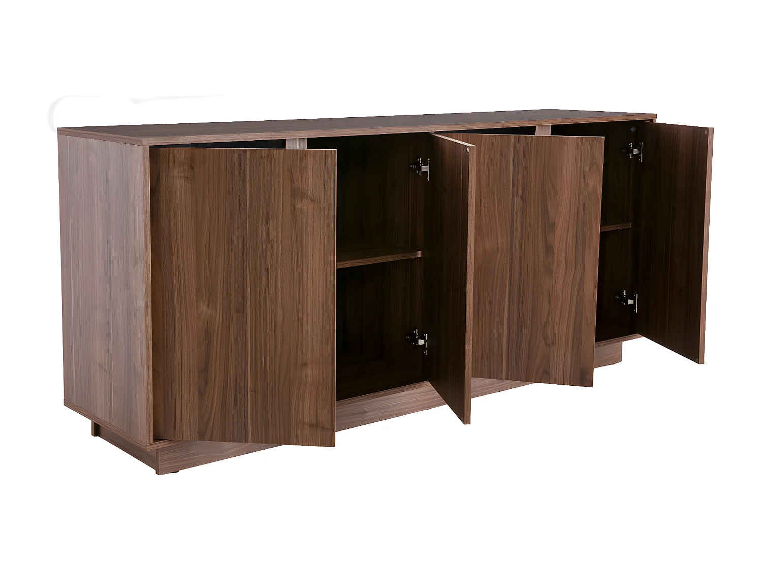 Buffet vintage finition bois foncé noyer 4 portes L180 cm COMO