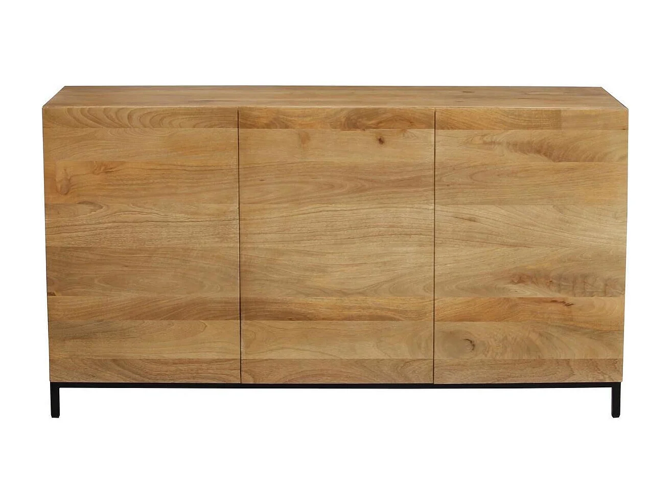 Buffet industriel en bois manguier massif et métal noir 3 portes L145 cm YPSTER