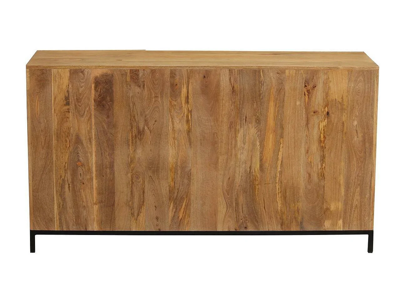 Buffet industriel en bois manguier massif et métal noir 3 portes L145 cm YPSTER