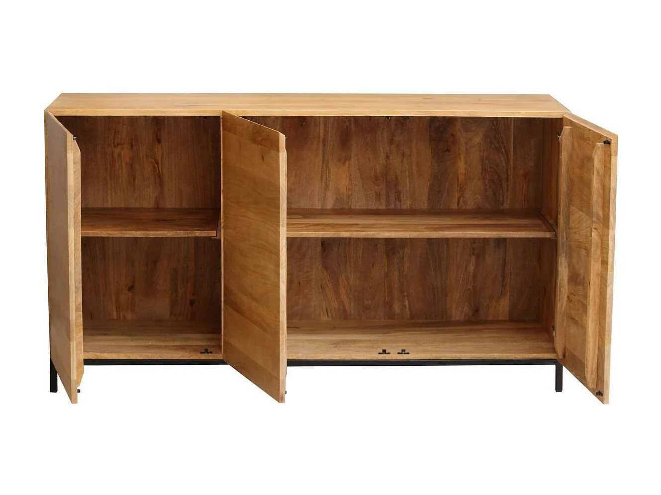 Industrial-Sideboard YPSTER 3 Türen aus aus massivem Mangoholz und Metall