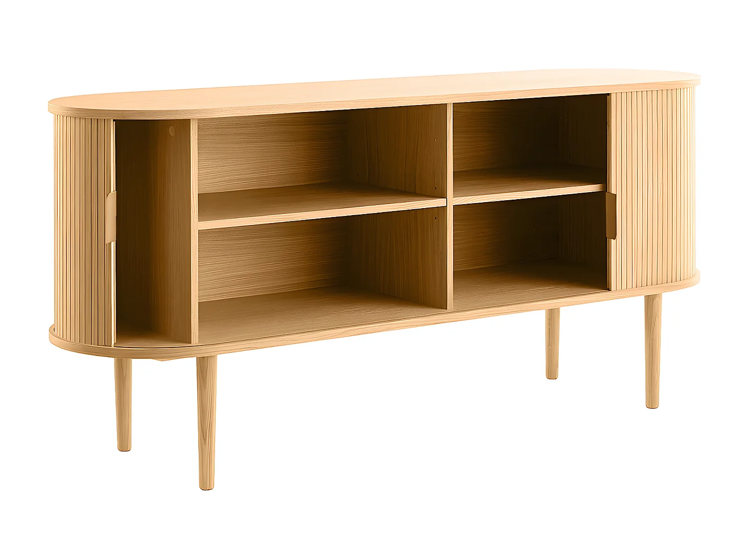 Aparador con puertas correderas de contrachapado de roble y roble macizo 160 cm EPIC