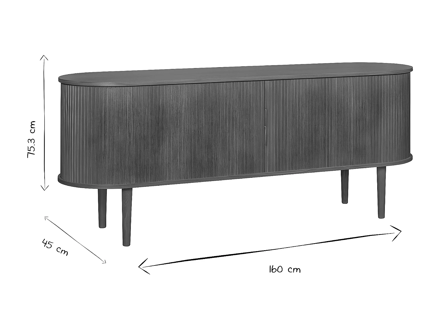 Buffet vintage en bois clair chêne 2 portes coulissantes L160 cm EPIC