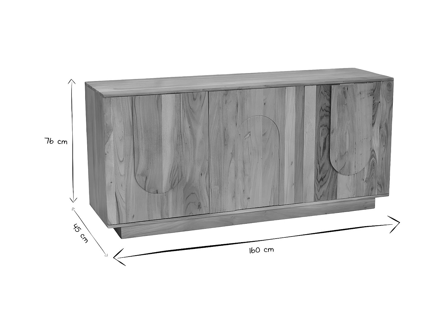 Buffet en bois massif gravé 3 portes L160 cm ARK