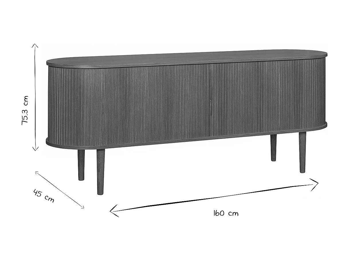 Buffet vintage en bois foncé noyer 2 portes coulissantes L160 cm EPIC