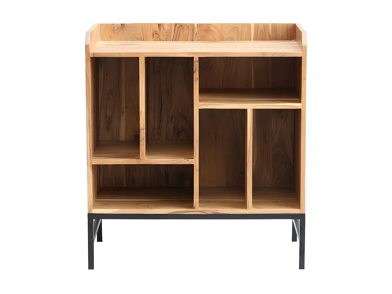 Buffet de rangement vinyles en bois massif et métal noir L76 cm BLUES