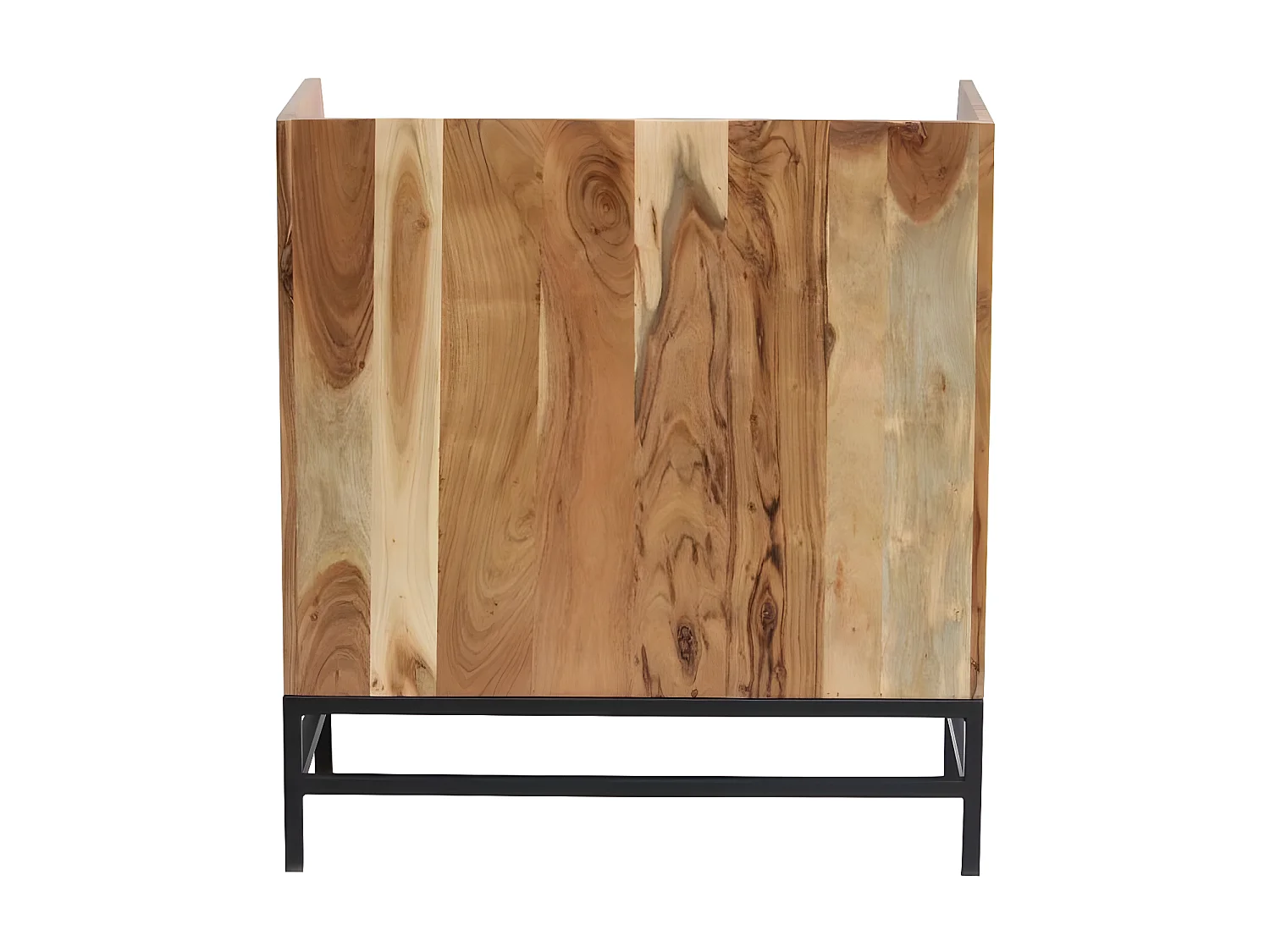 Buffet de rangement vinyles en bois massif et métal noir L76 cm BLUES