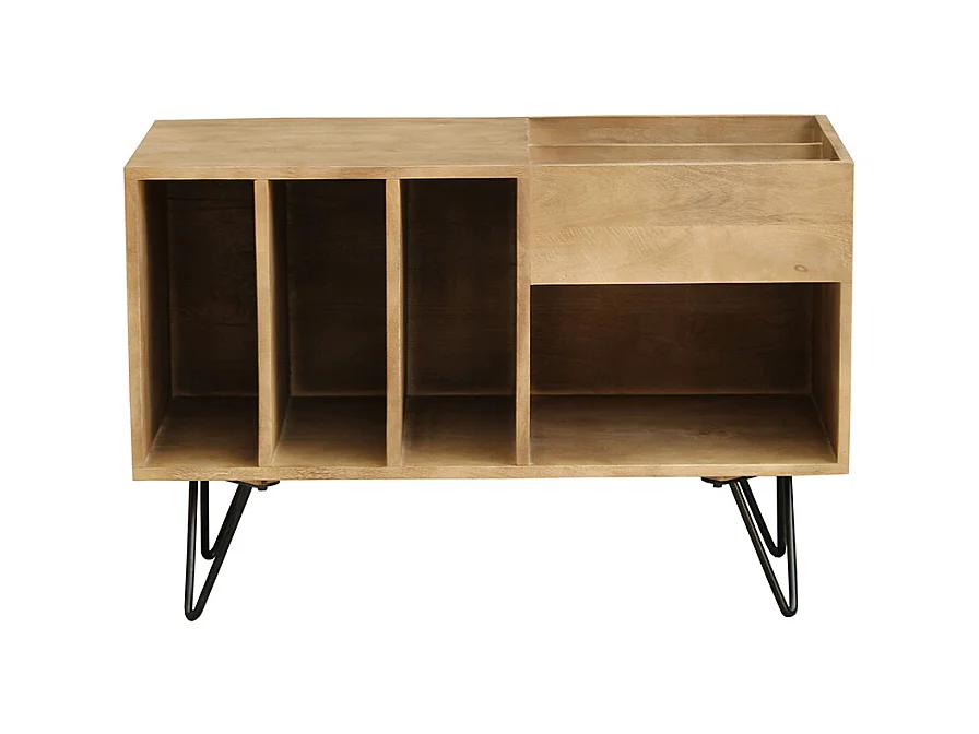 Sideboard für Schallplatten aus Mangoholz und Metall B 90 cm BOOGIE