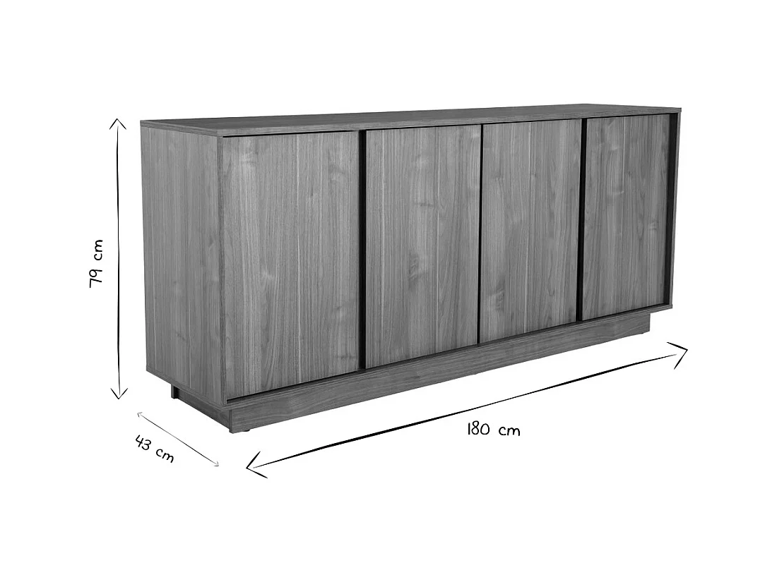 Aparador nórdico de 4 puertas con acabado en roble 180 cm COMO