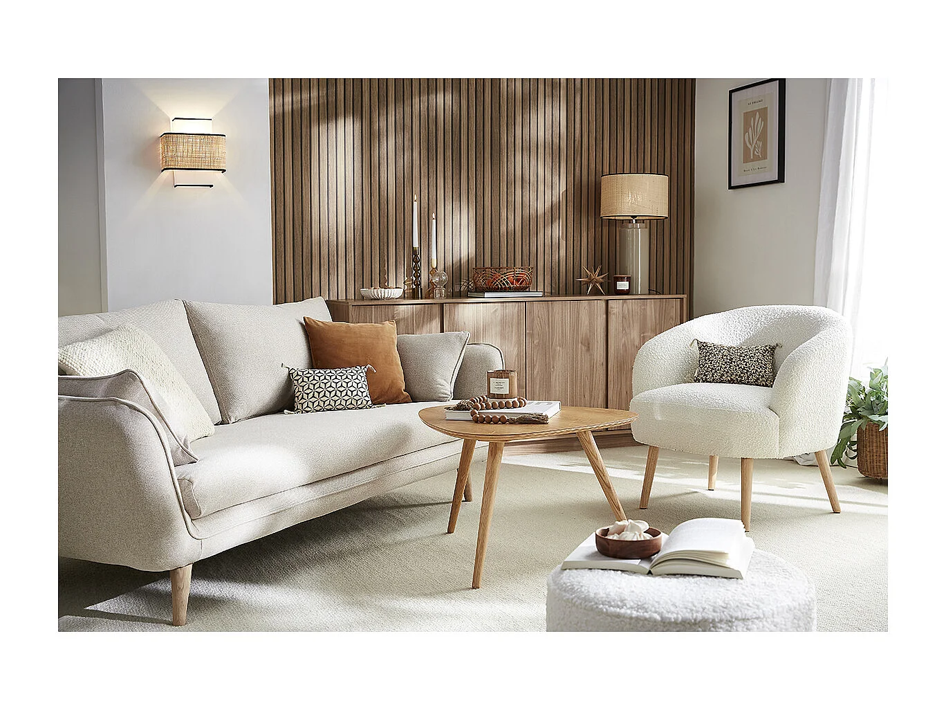 Credenza scandinava 4 ante finitura rovere L180 cm COMO