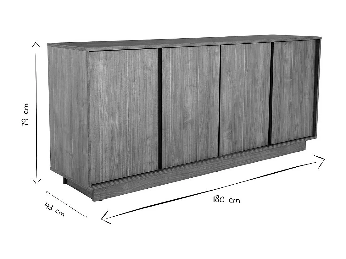 Credenza scandinava 4 ante finitura rovere L180 cm COMO