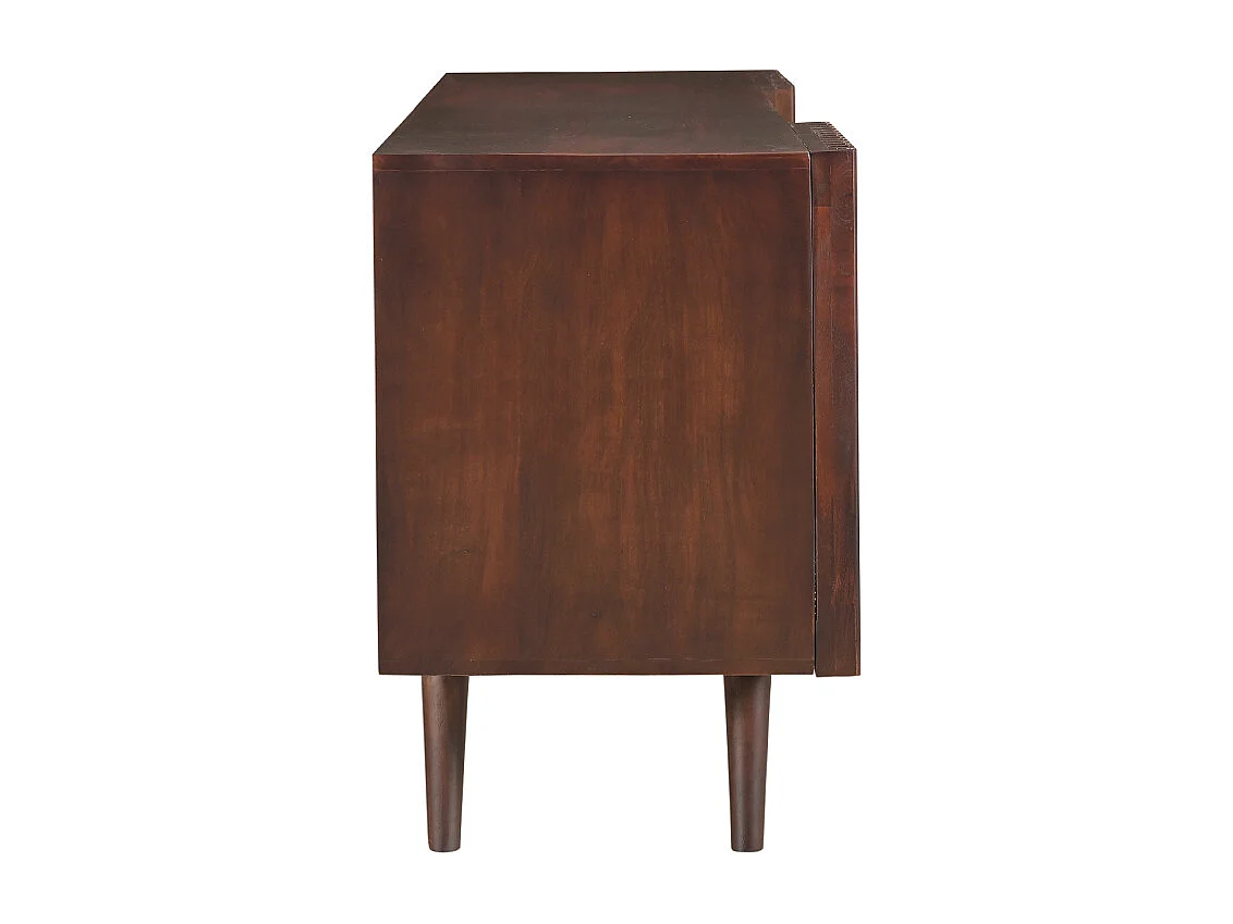 Buffet en manguier massif teinté bois foncé 2 portes coulissantes L140 cm ALBA