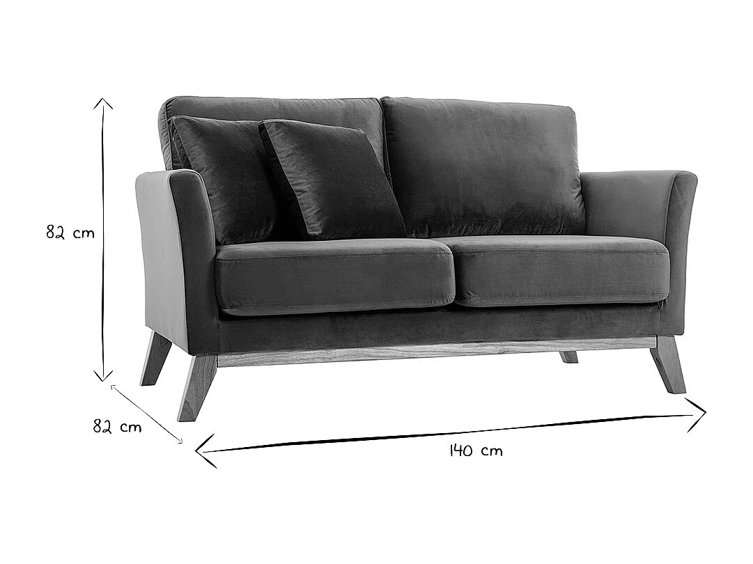 Skandinavisches Zweisitzer-Sofa mit abnehmbarem Bezug und bordeauxrotem Samt OSLO