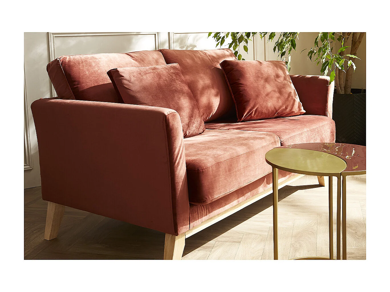 Divano scandinavo 2 posti sfoderabile velluto bordeaux OSLO