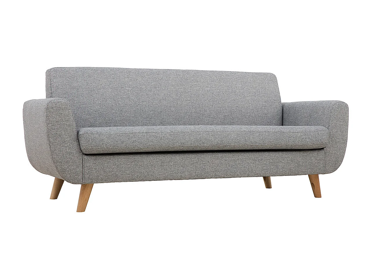 Skandinavisches 3-Sitzer-Sofa in Hellgrau und Holz PURE
