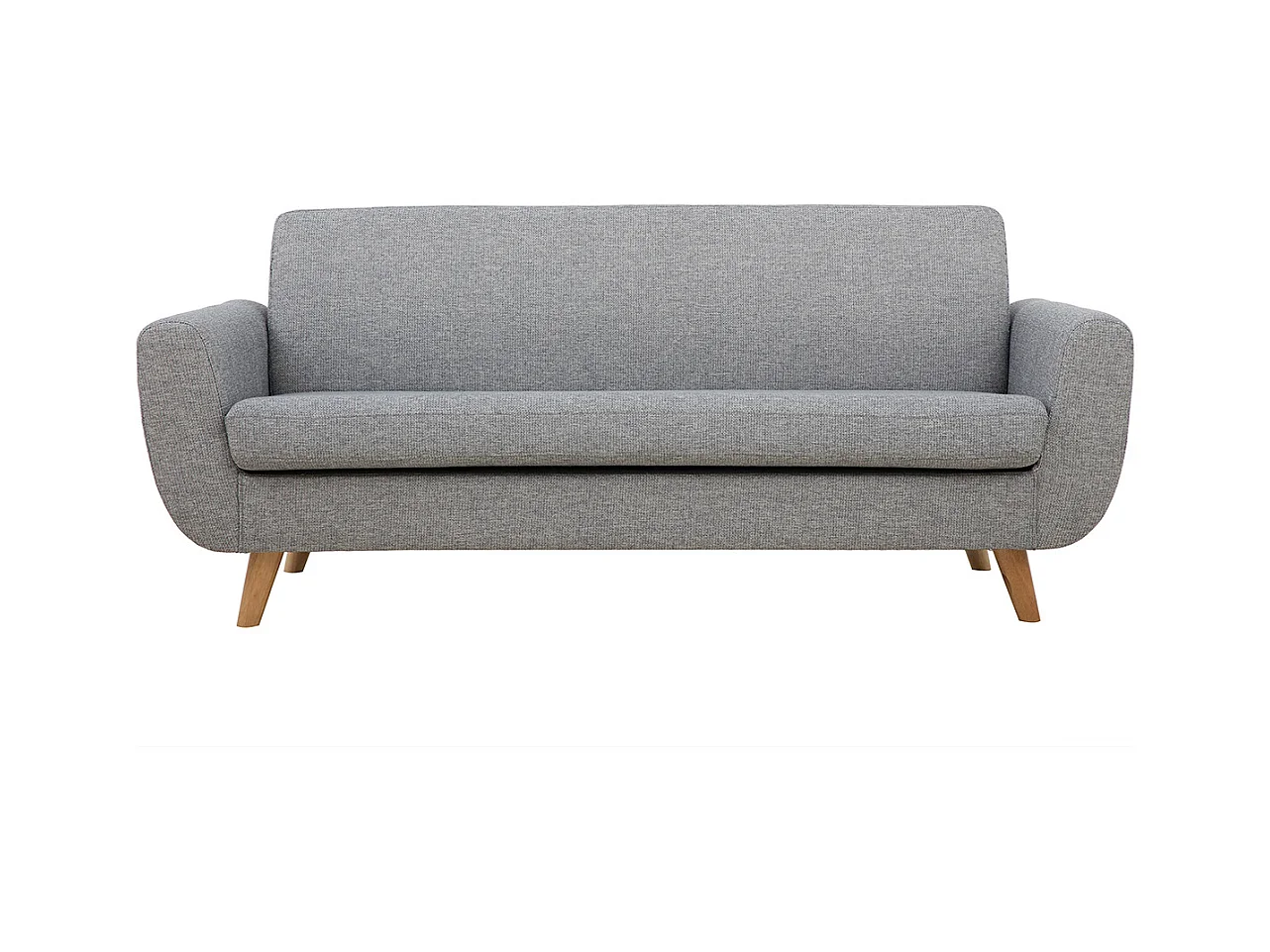 Canapé scandinave 3 places en tissu gris clair et bois clair PURE