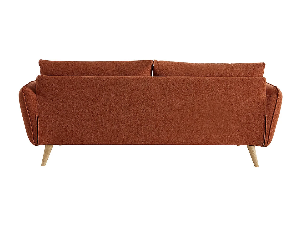 Canapé scandinave 3 places en tissu brique et bois clair CREEP