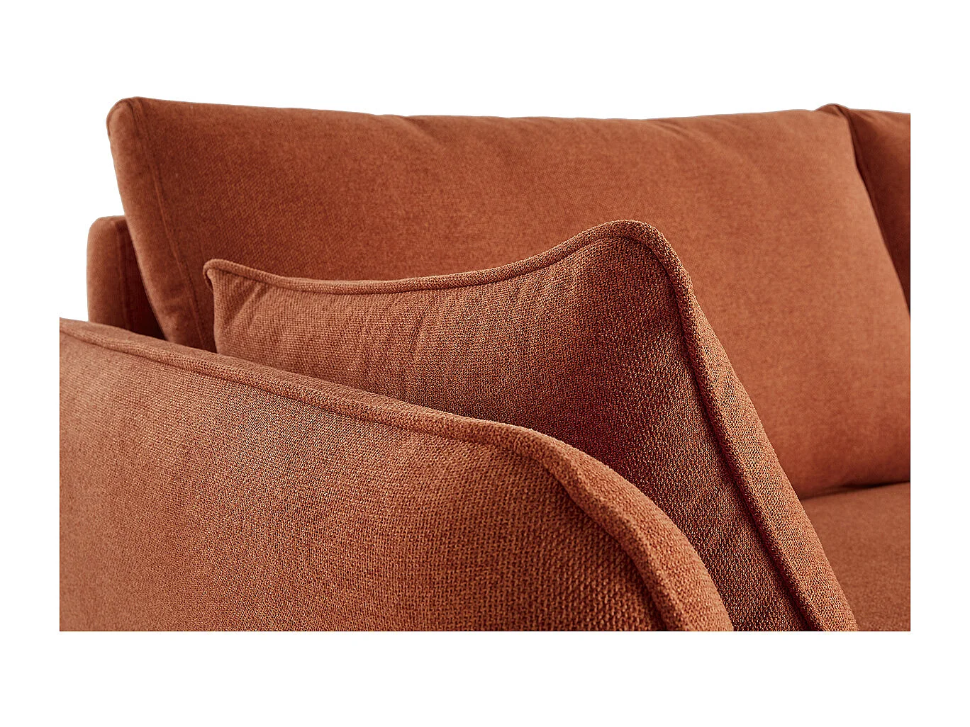 Canapé scandinave 3 places en tissu brique et bois clair CREEP