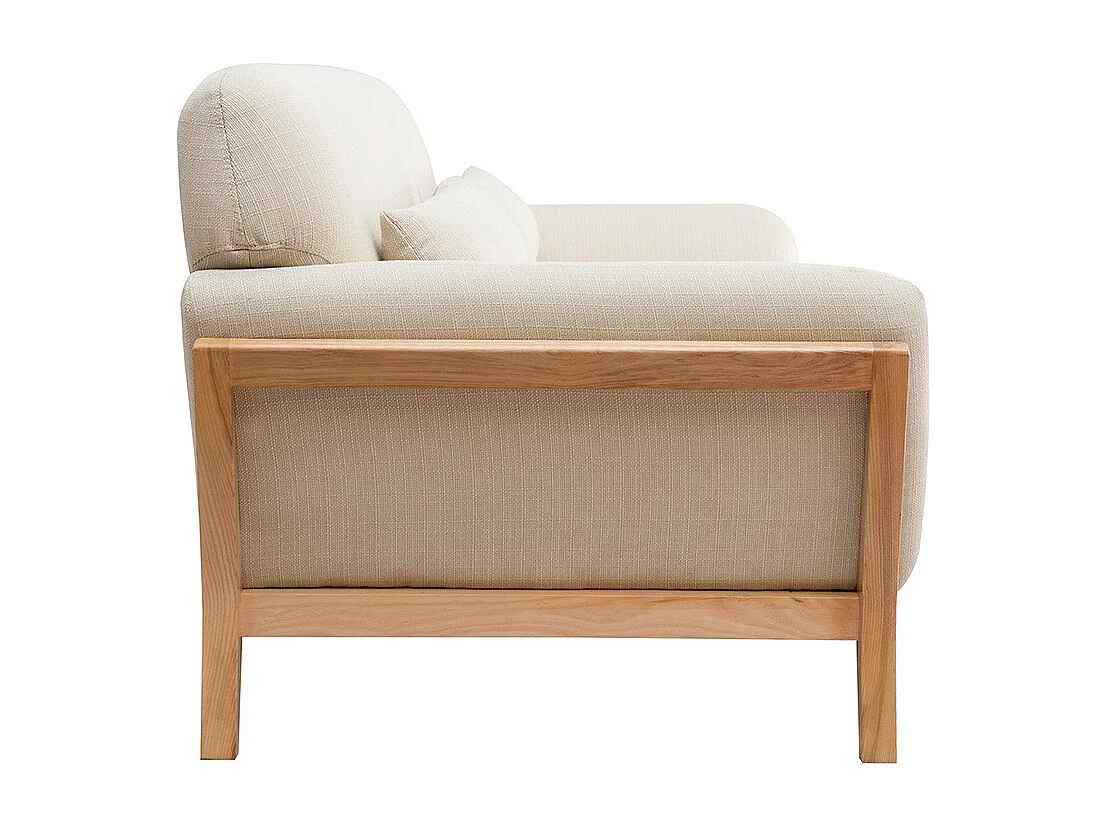 Sofá nórdico 3 plazas beige patas madera YOKO