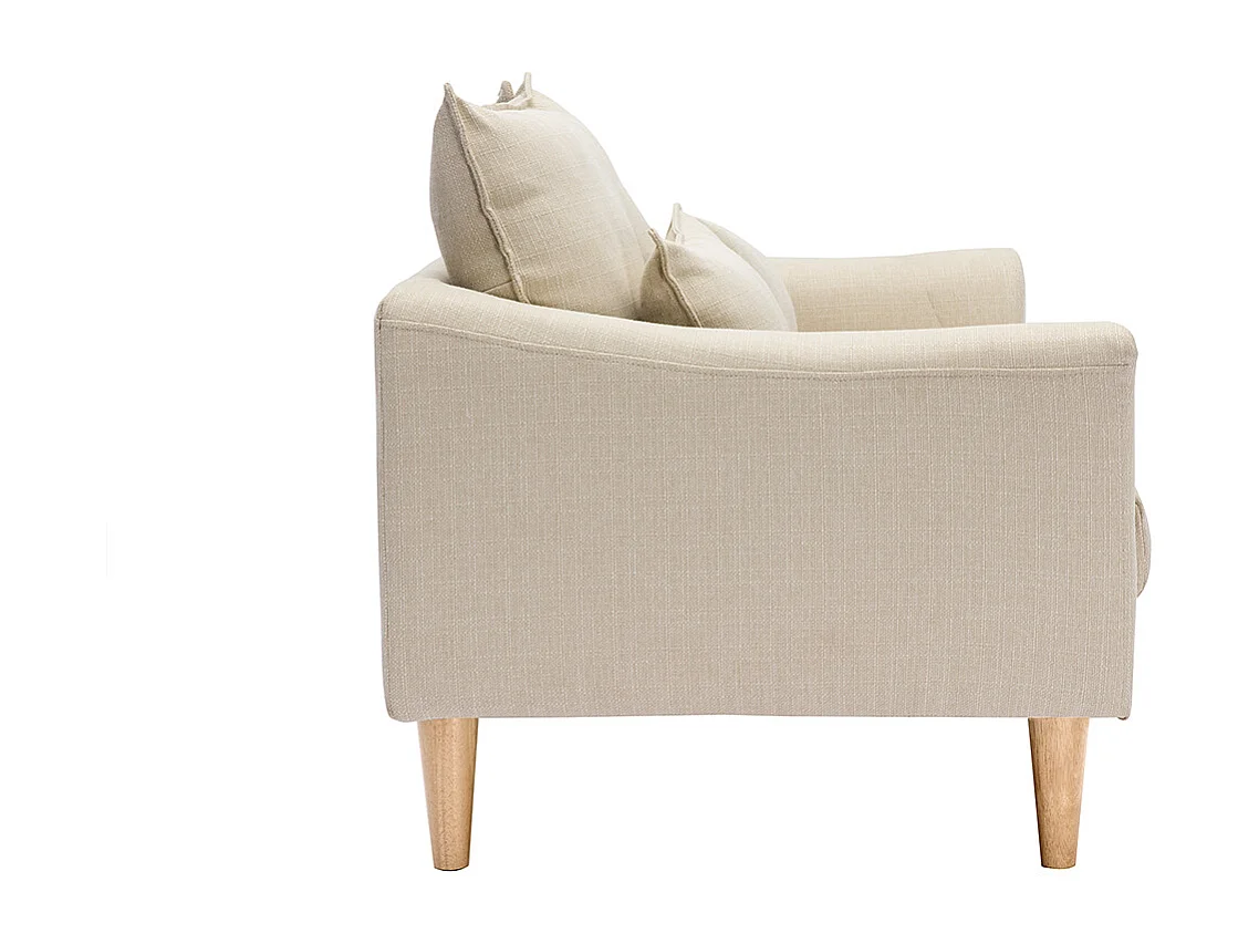 Canapé scandinave 2 places en tissu beige et bois clair KATE