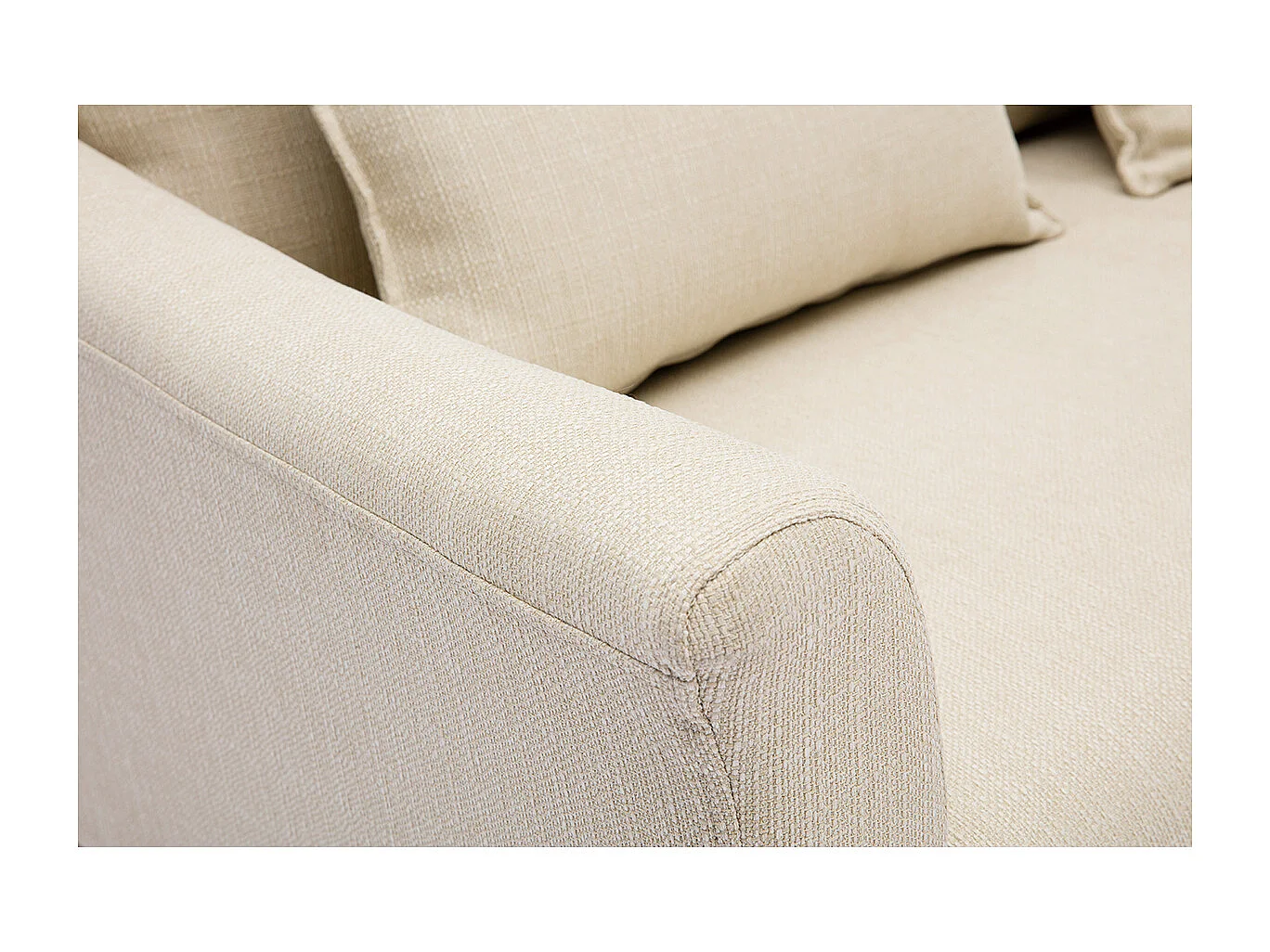 Canapé scandinave 2 places en tissu beige et bois clair KATE