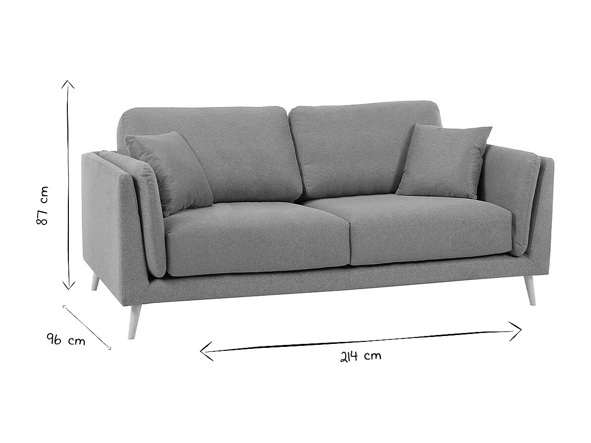 Sofá moderno 3 plazas de tela beige natural VOGUE