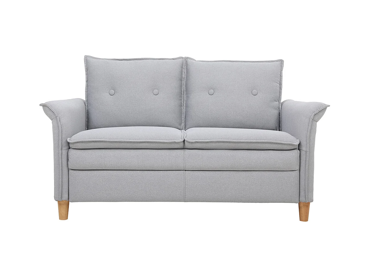 Canapé scandinave 2 places en tissu gris clair et bois clair CLIFF