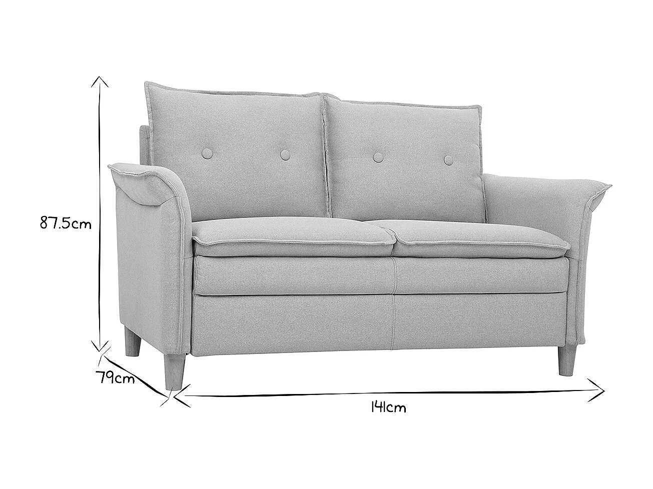 Sofá 2 plazas en tejido gris claro CLIFF