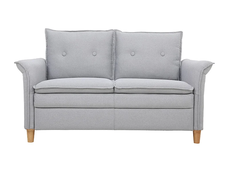 Canapé scandinave 2 places en tissu gris clair et bois clair CLIFF