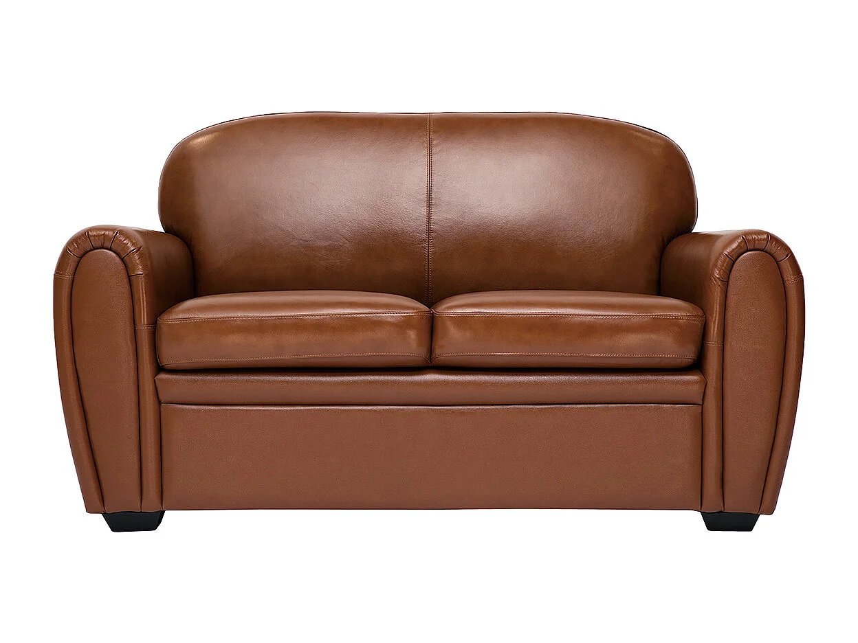 Sofá de piel 2 plazas vintage marrón CLUB