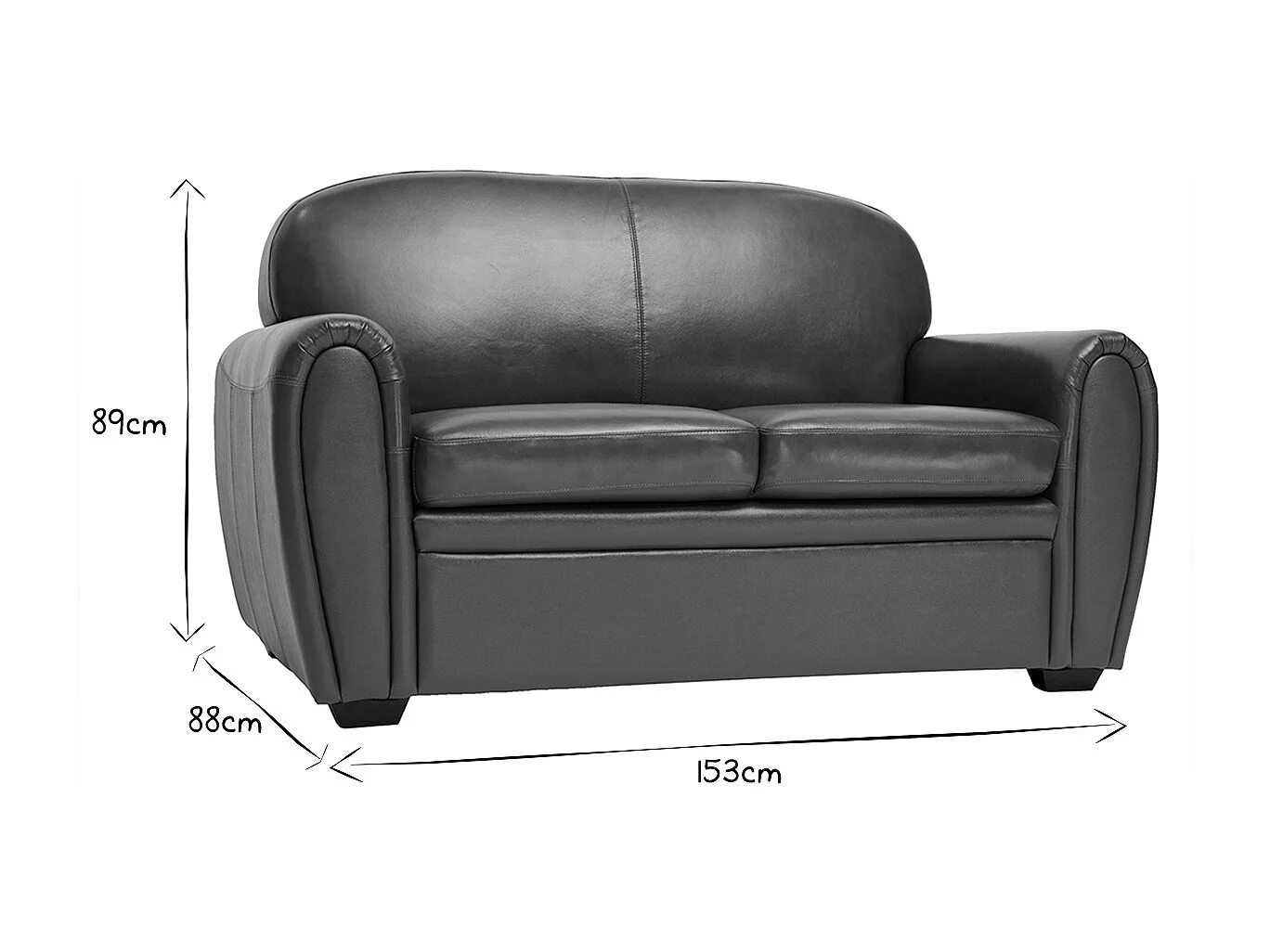 Sofá de piel 2 plazas vintage marrón CLUB