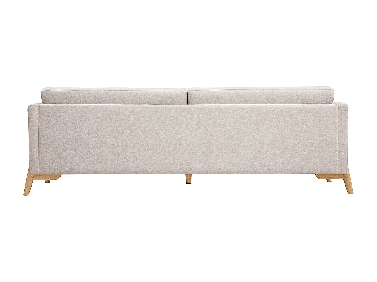 Canapé scandinave 4 places en tissu effet velours texturé beige et bois clair SINDRO