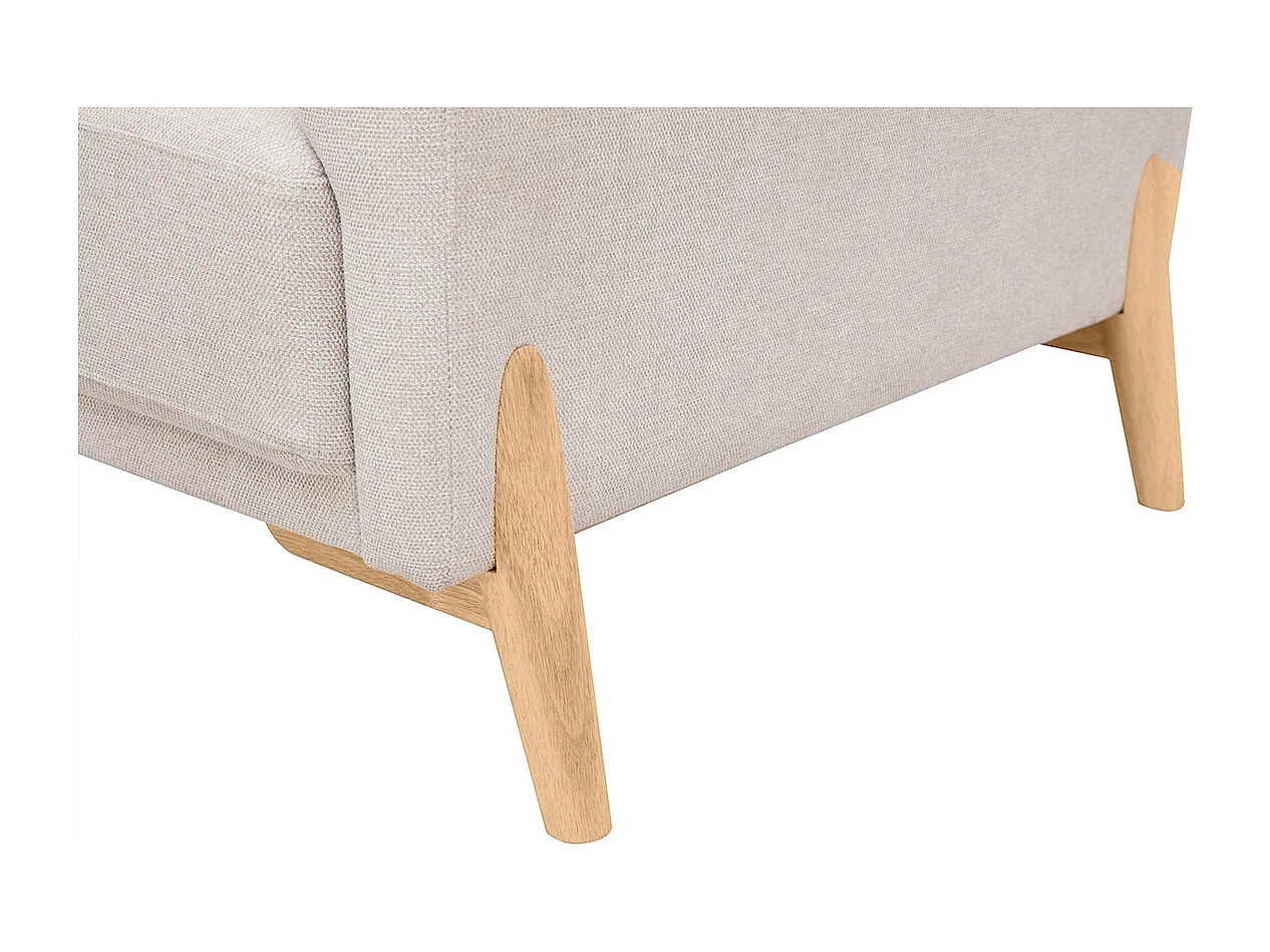 Divano scandinavo 4 posti in tessuto effetto velluto testurizzato beige e legno chiaro SINDRO