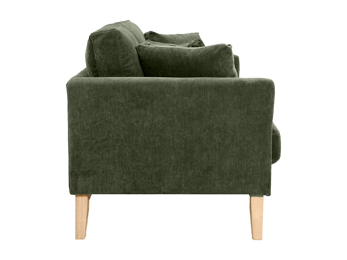 Skandinavisches Sofa 3-Sitzer Bezug abnehmbar SamtEffekt Khaki OSLO