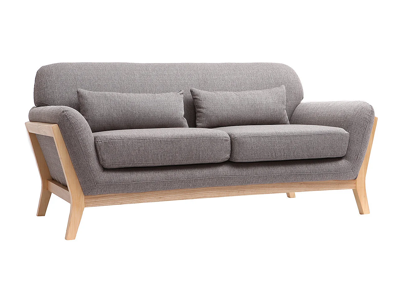 Sofá nórdico 2 plazas gris patas madera YOKO