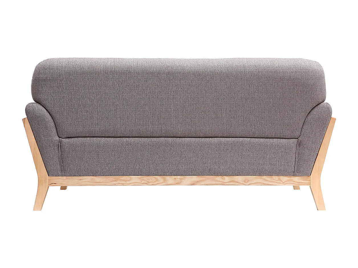 Canapé scandinave 2 places en tissu gris et bois clair YOKO