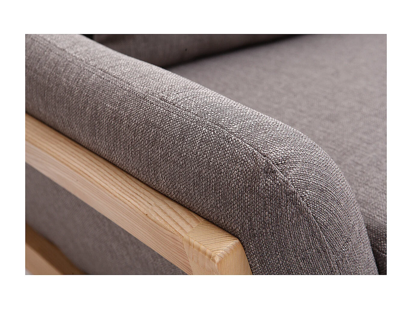 Canapé scandinave 2 places en tissu gris et bois clair YOKO