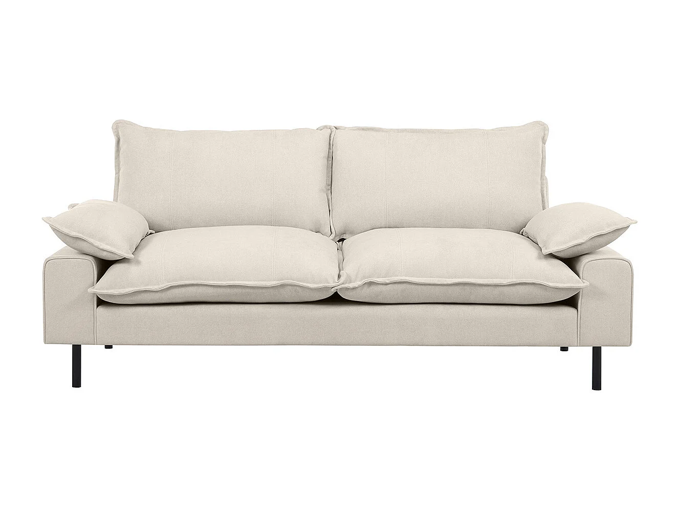 Divano design 3 posti in tessuto effetto velluto testurizzato beige e metallo nero DORY