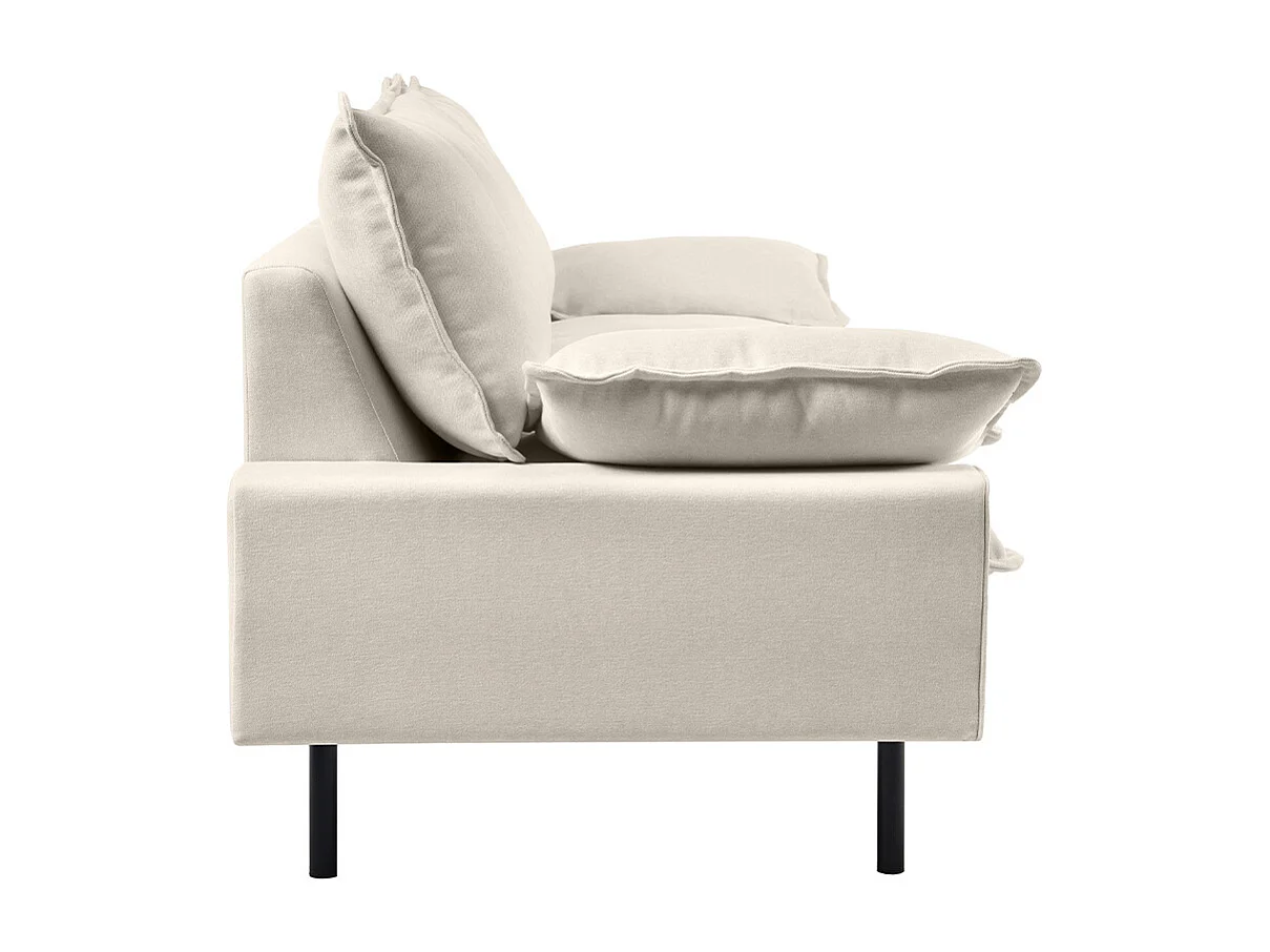 Design-Sofa mit beigem Stoff im Samtdesign und schwarzem Metall 3-Sitzer DORY
