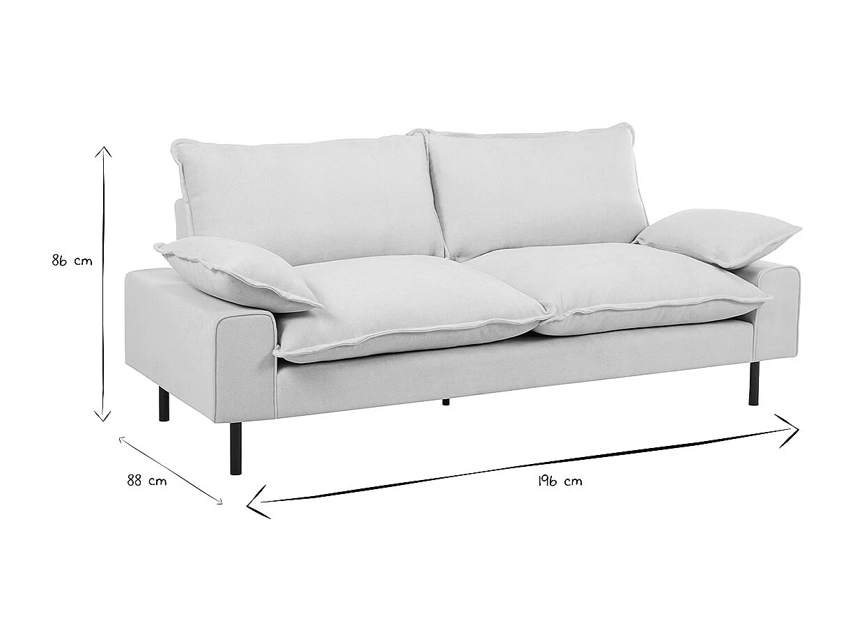 Design-Sofa mit beigem Stoff im Samtdesign und schwarzem Metall 3-Sitzer DORY