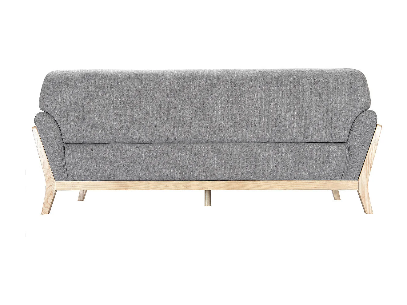 Canapé scandinave 3 places en tissu gris et bois clair YOKO