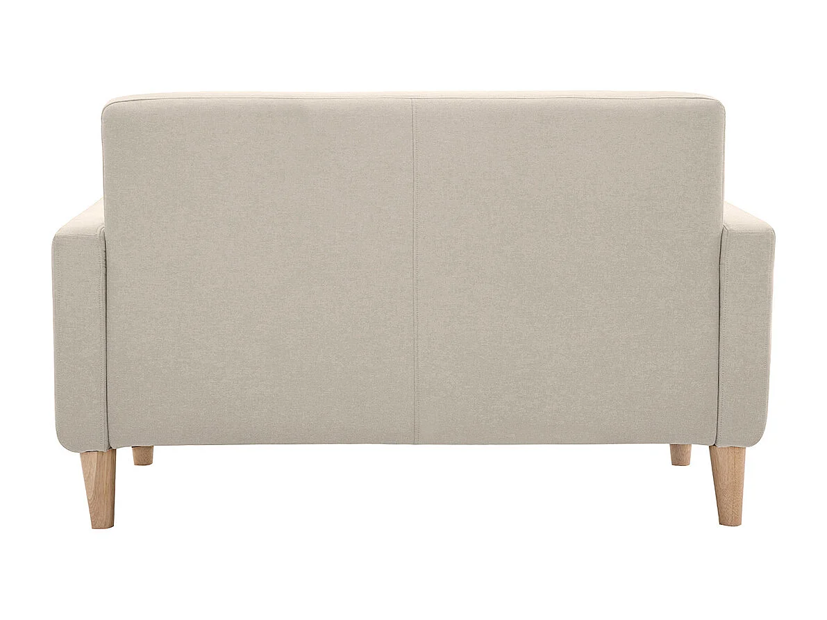 Canapé scandinave 2 places en tissu beige et bois clair LUNA